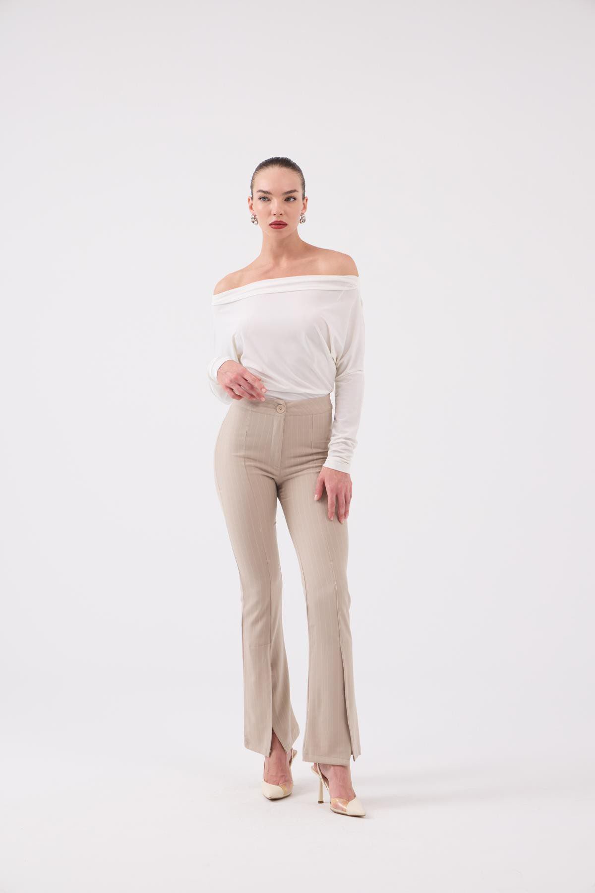 Gestreifte Hochbundhose