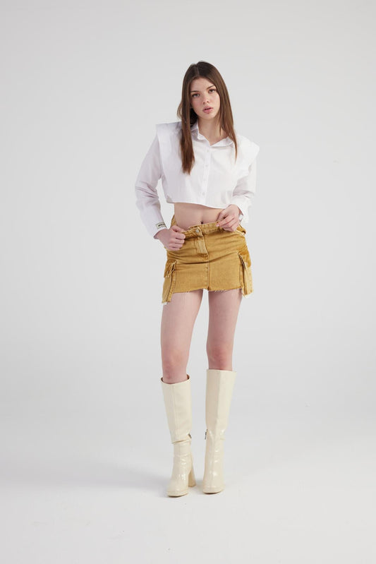Marmorprint Cargo Minirock Camel