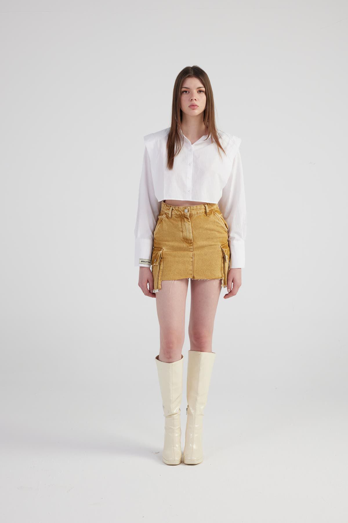Marmorprint Cargo Minirock Camel
