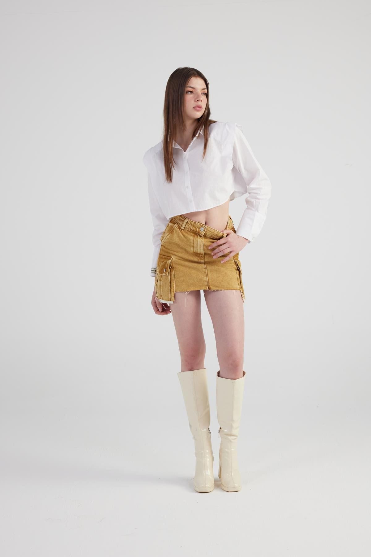 Marmorprint Cargo Minirock Camel