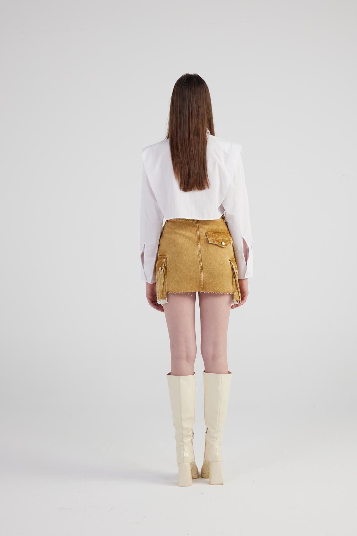 Marmorprint Cargo Minirock Camel