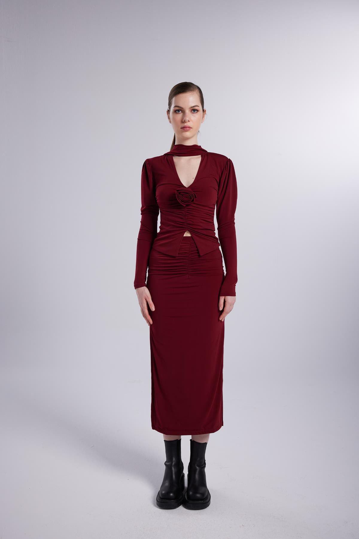 Bluse mit Schalkragen-Detail