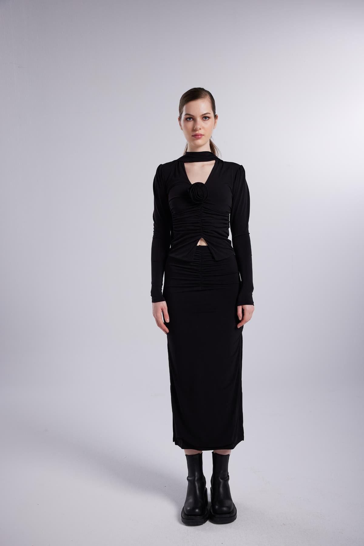 Bluse mit Schalkragen-Detail