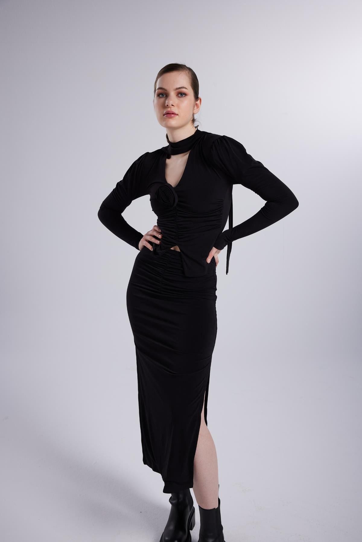 Bluse mit Schalkragen-Detail