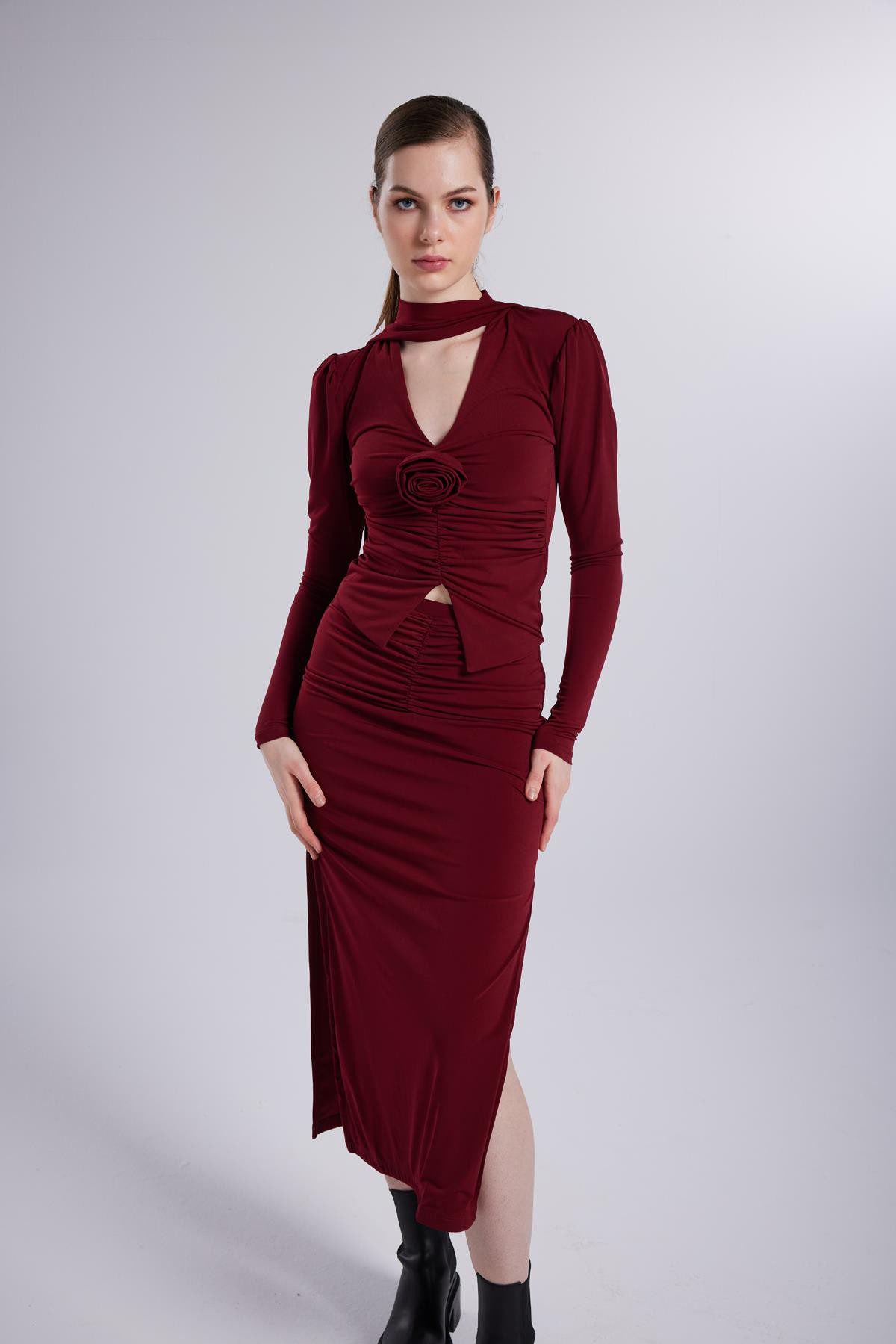 Bluse mit Schalkragen-Detail