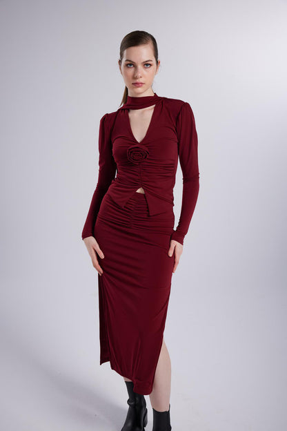 Bluse mit Schalkragen-Detail