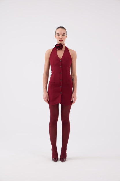 Knopf Mini-Kleid mit Rosenzubehör
