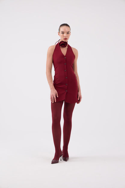 Knopf Mini-Kleid mit Rosenzubehör