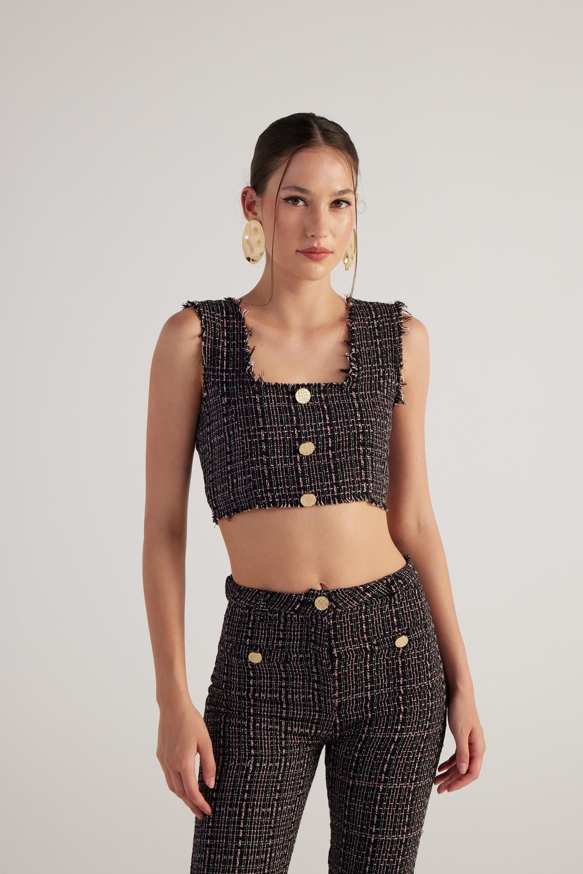 Tweed Cropped Top
