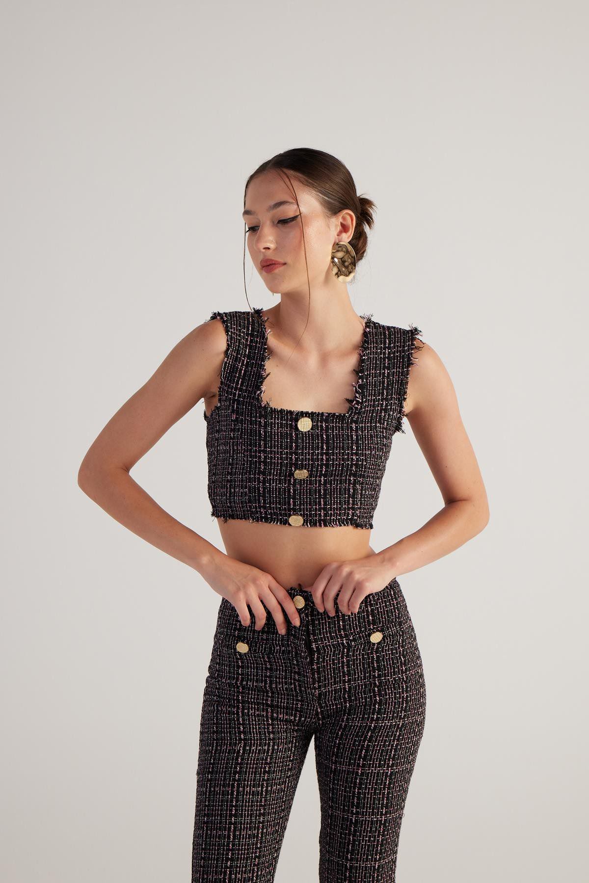 Tweed Cropped Top