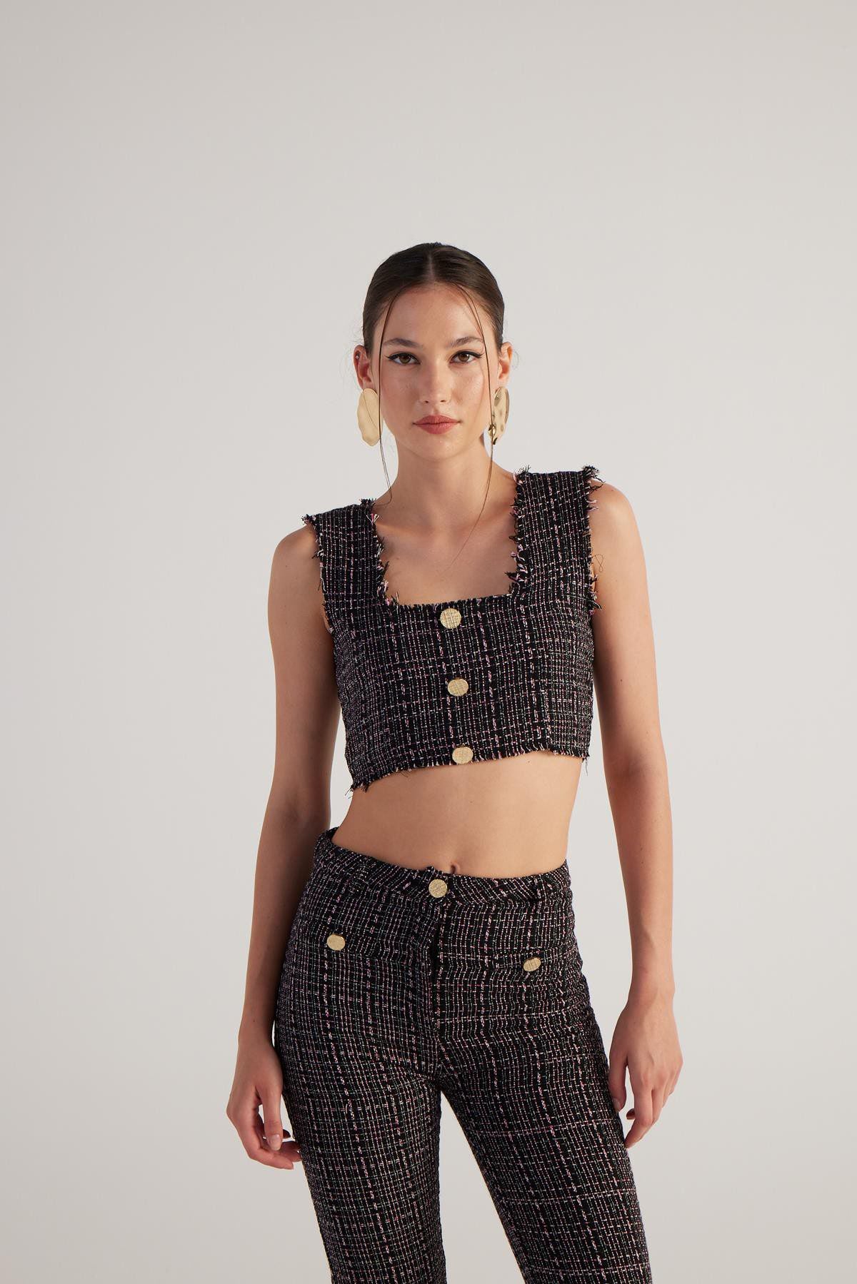 Tweed Cropped Top