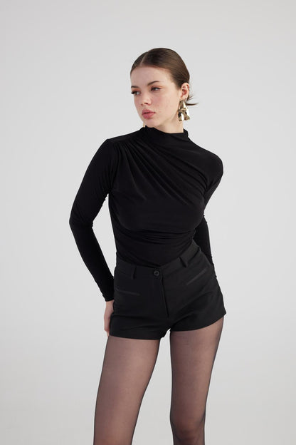 Drapierte Turtleneck Bluse