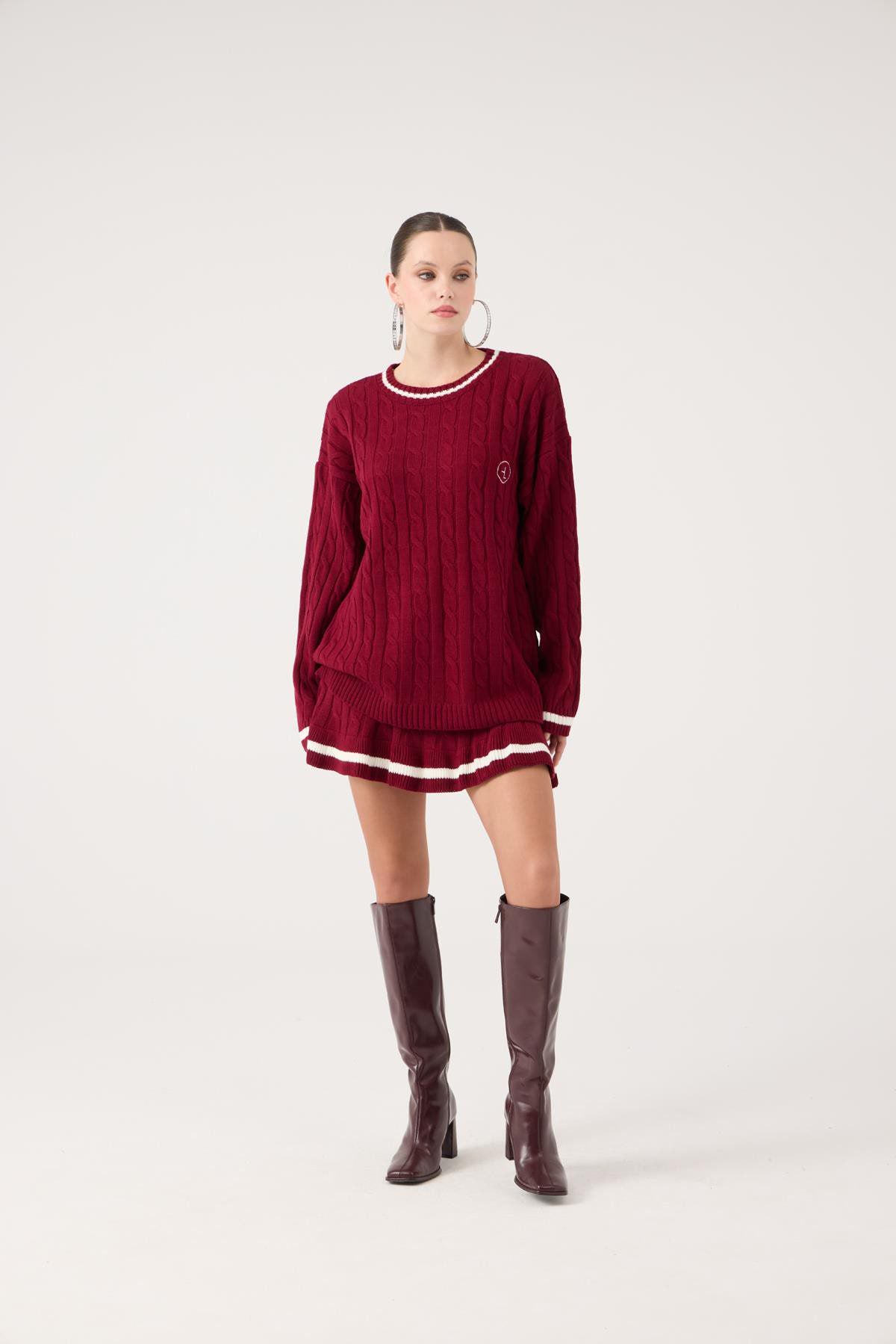 Logo Strickmuster Oversized Pullover