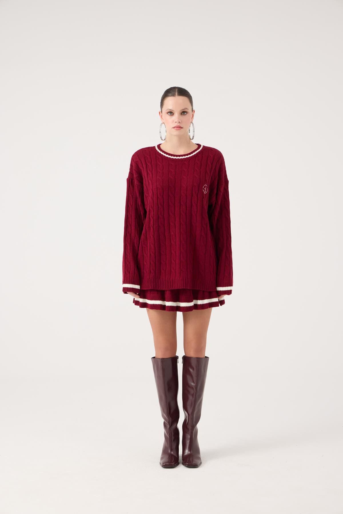 Logo Strickmuster Oversized Pullover