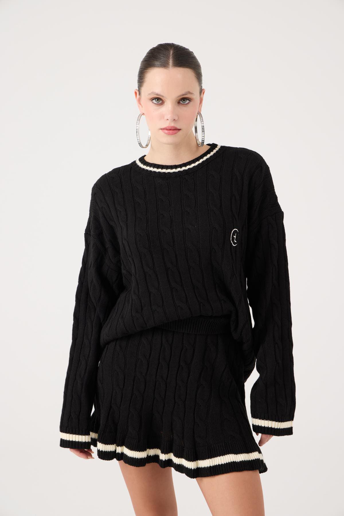 Logo Strickmuster Oversized Pullover