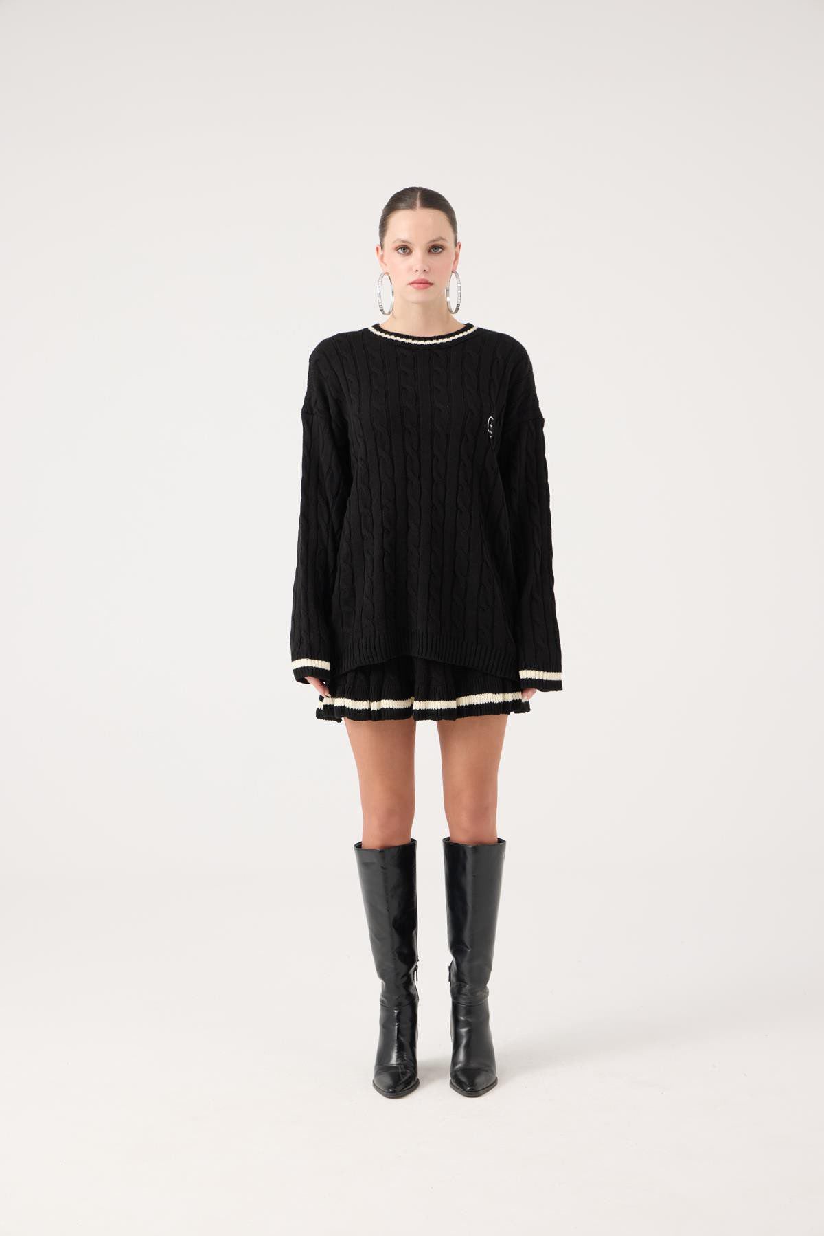 Logo Strickmuster Oversized Pullover