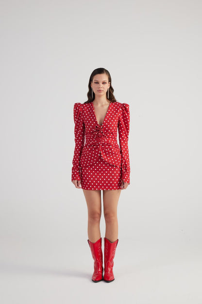 Blazer mit Punkten und Rosendetail