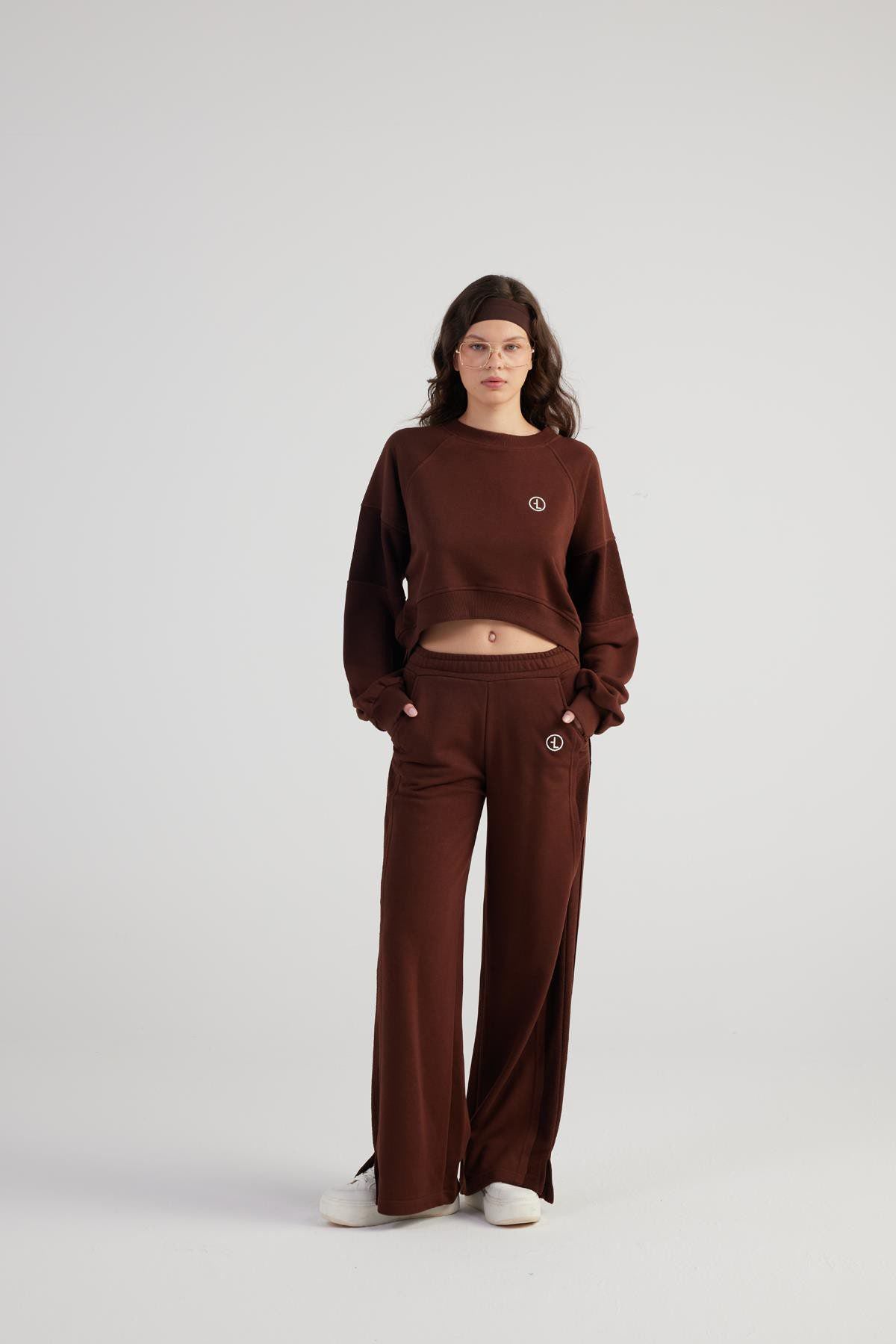 Crop Cali Sweatshirt mit Rundhals