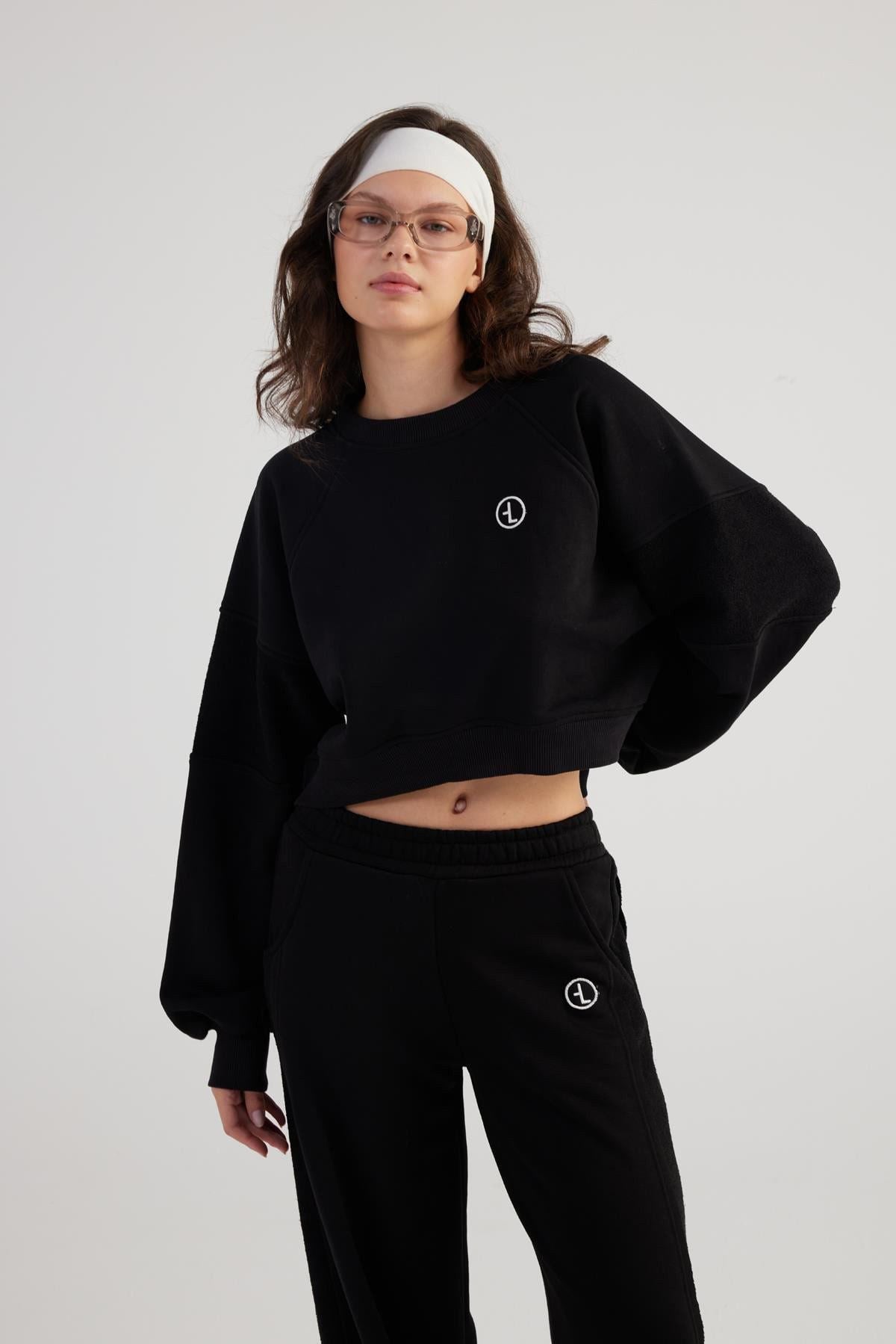Crop Cali Sweatshirt mit Rundhals