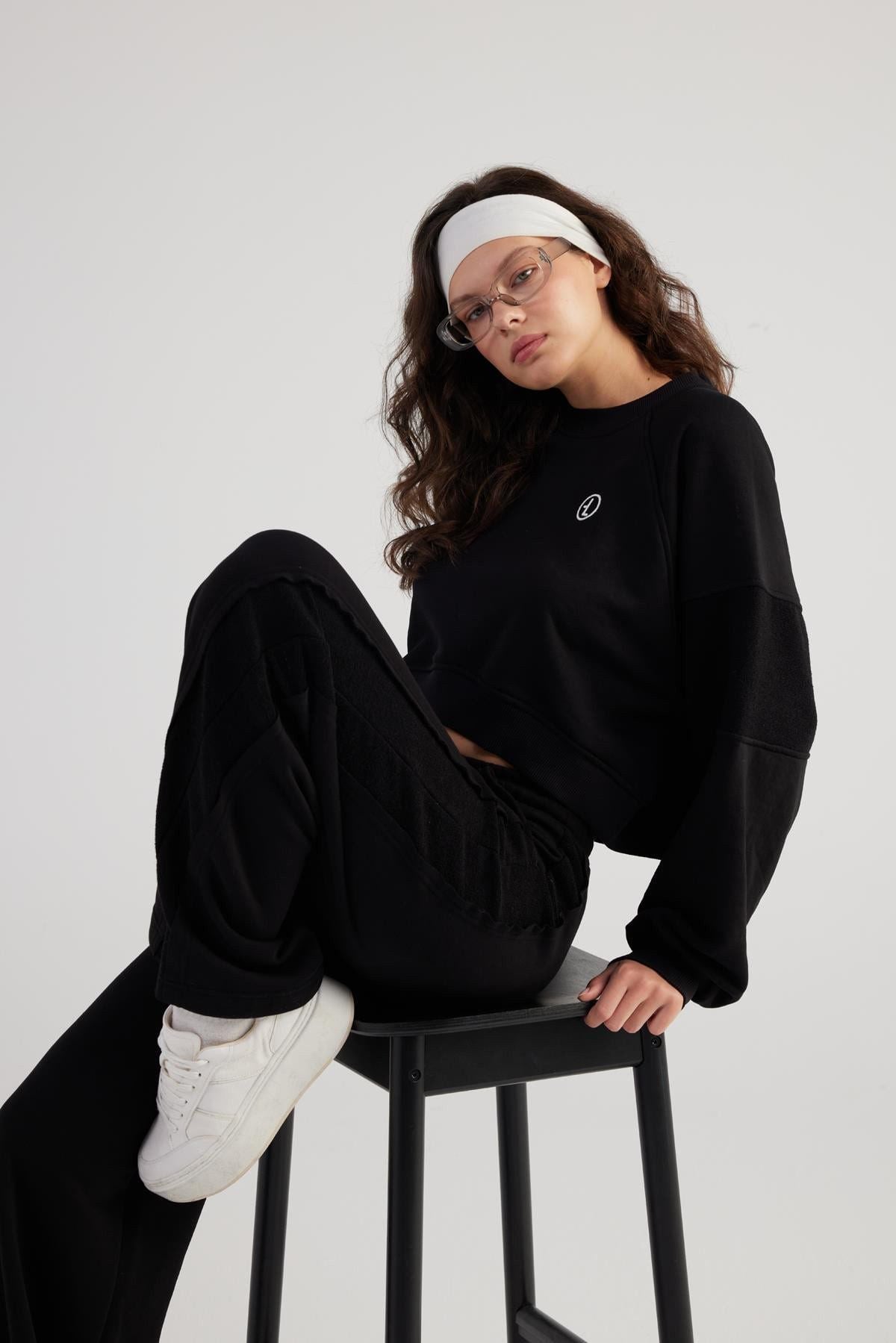 Crop Cali Sweatshirt mit Rundhals