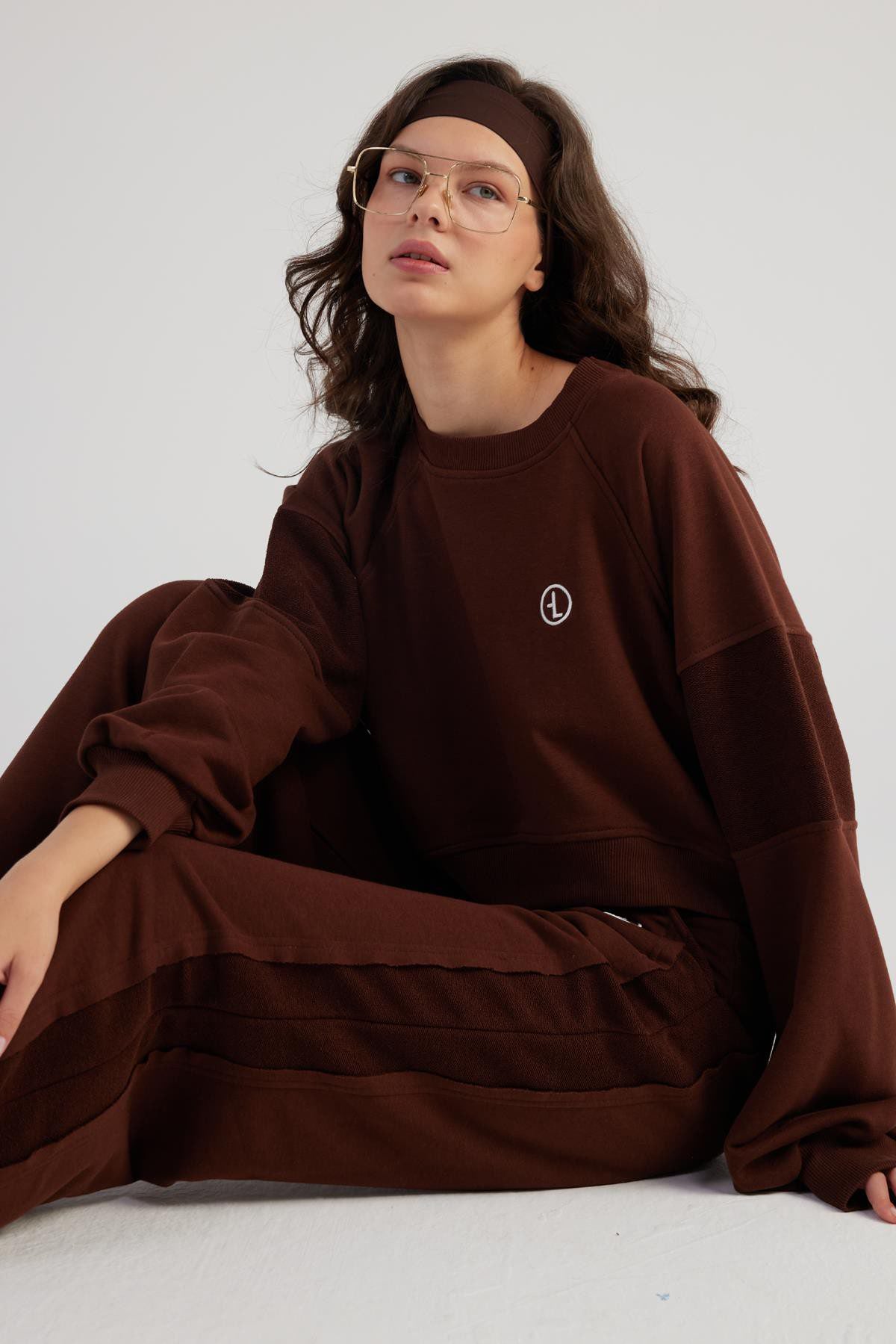 Crop Cali Sweatshirt mit Rundhals