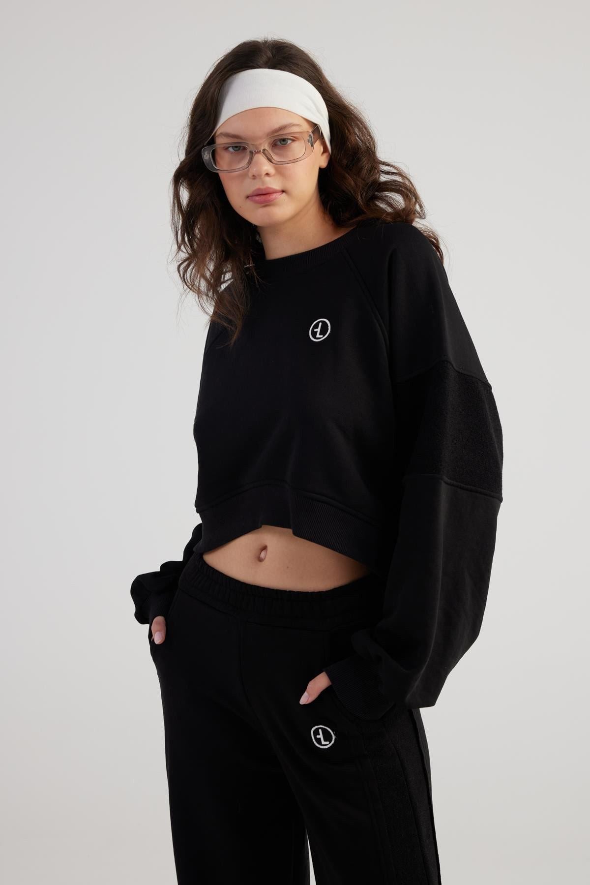 Crop Cali Sweatshirt mit Rundhals
