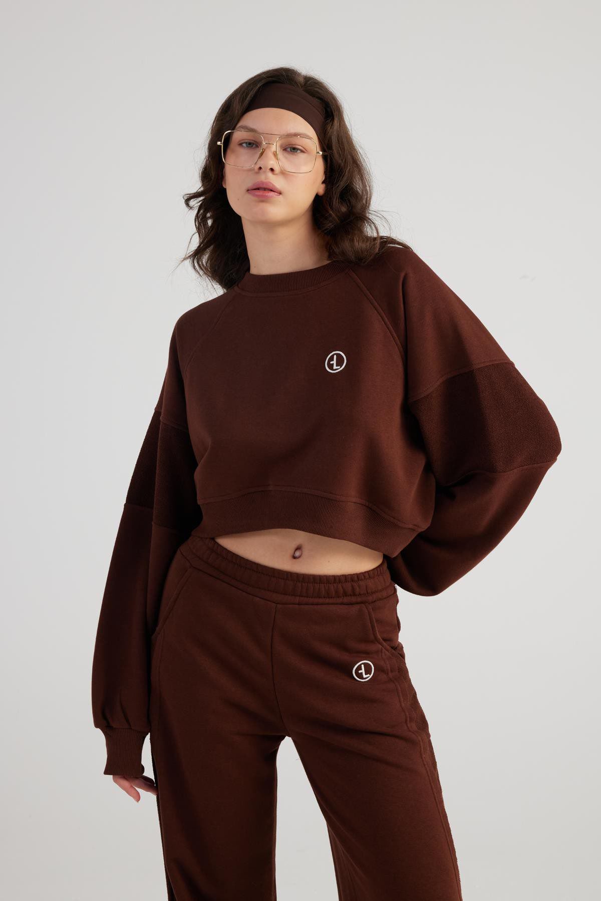 Crop Cali Sweatshirt mit Rundhals