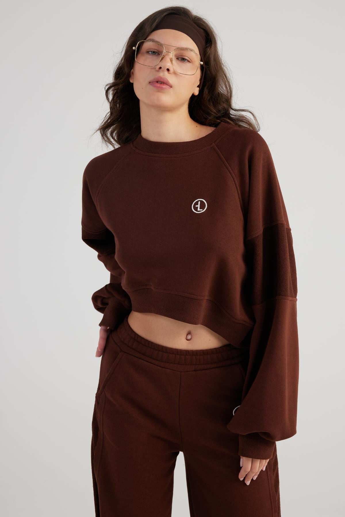 Crop Cali Sweatshirt mit Rundhals