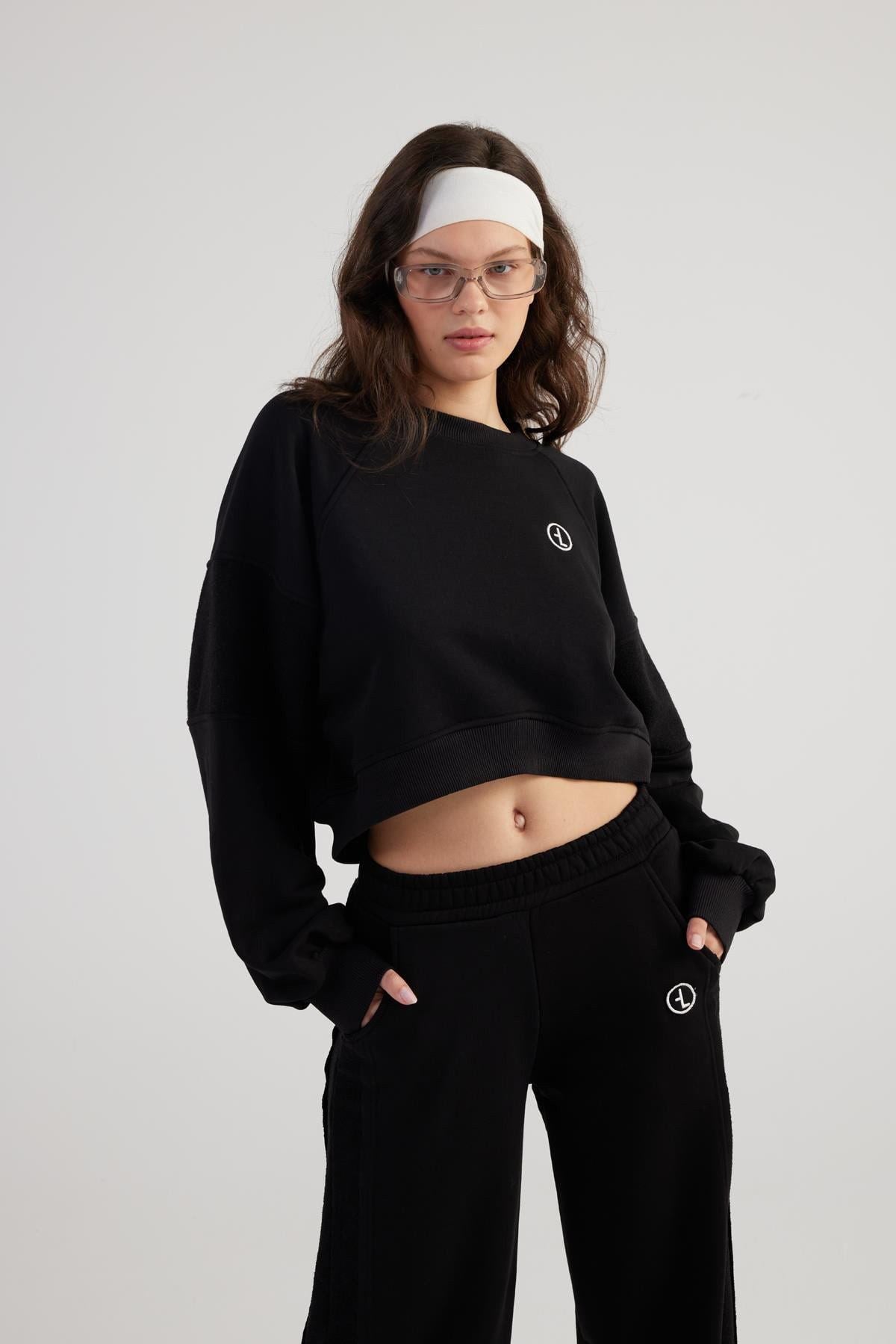 Crop Cali Sweatshirt mit Rundhals