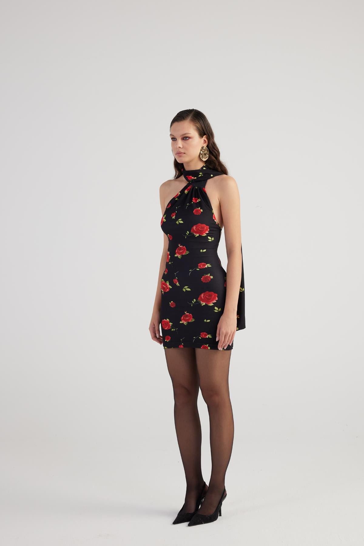 Minikleid mit Rosenmuster