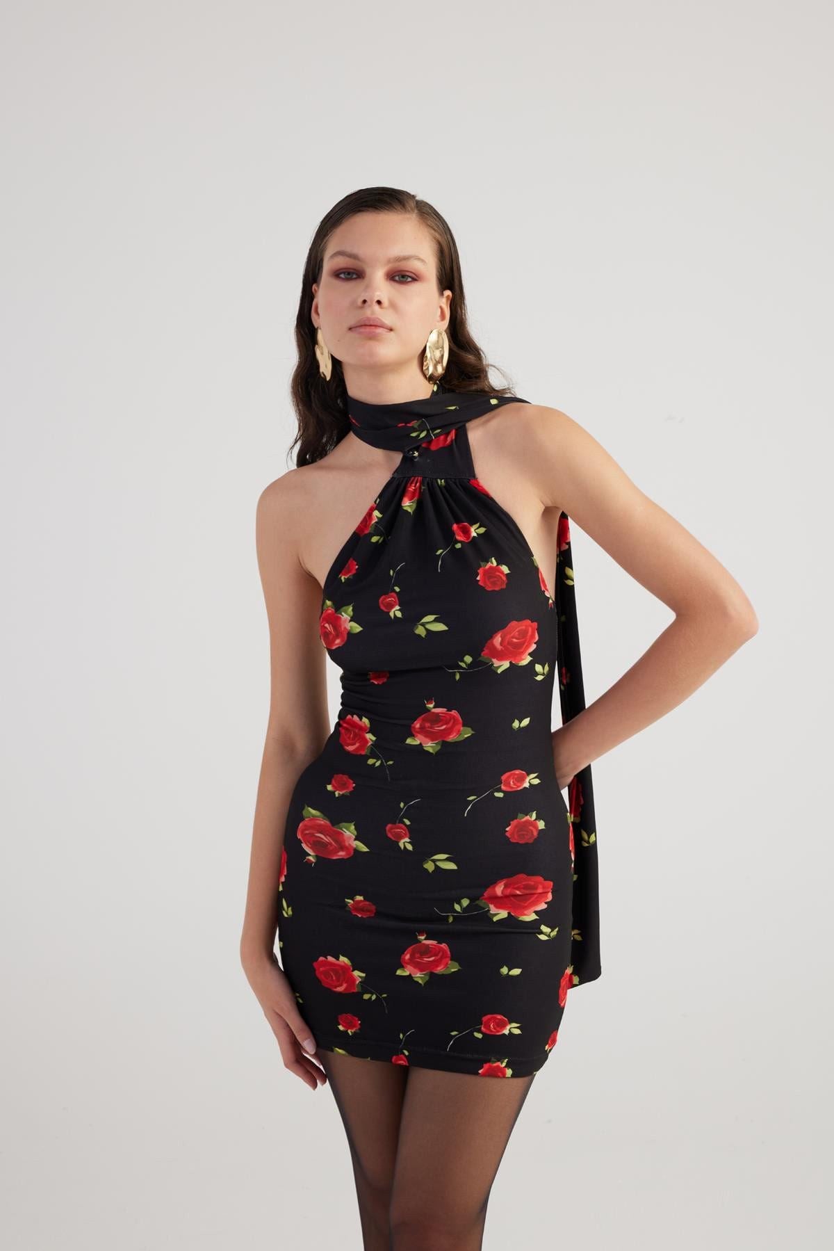Minikleid mit Rosenmuster