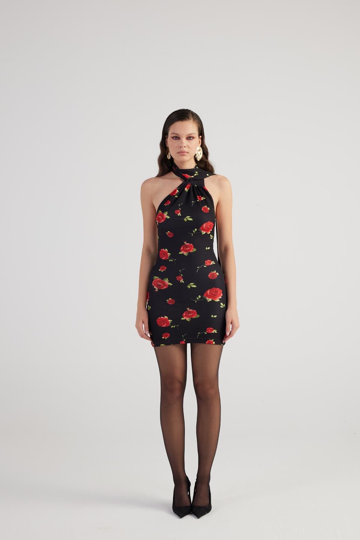 Minikleid mit Rosenmuster