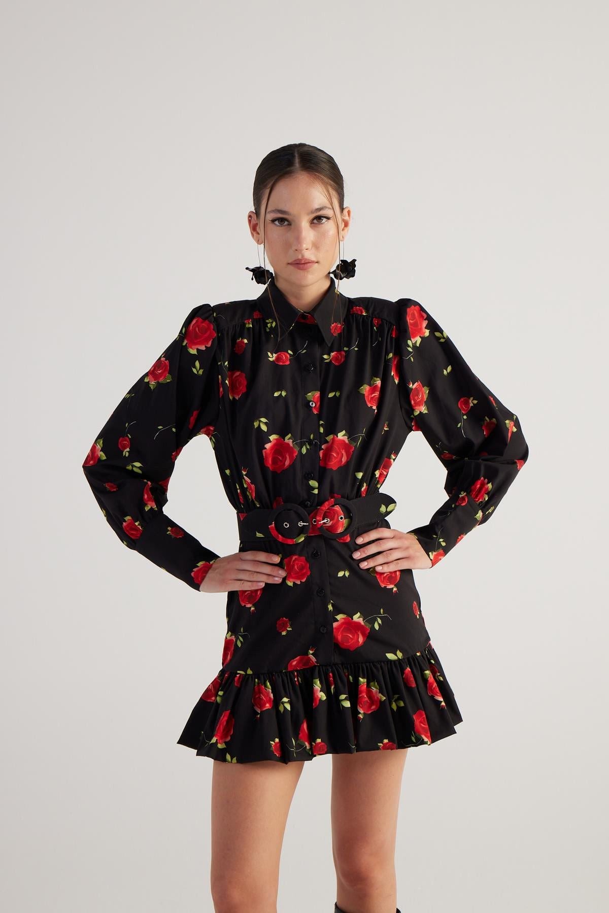 Minikleid mit Rosenmuster