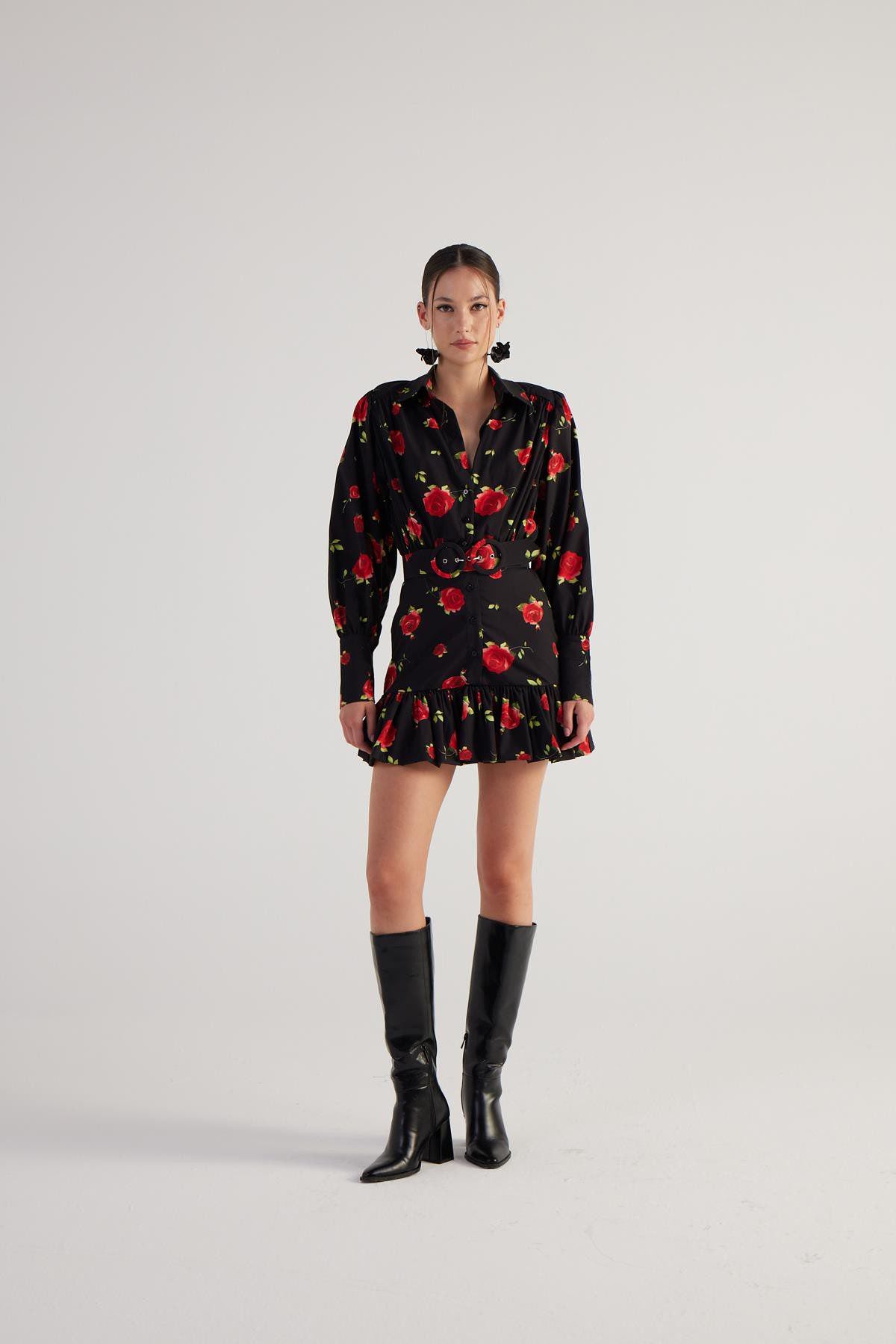 Minikleid mit Rosenmuster