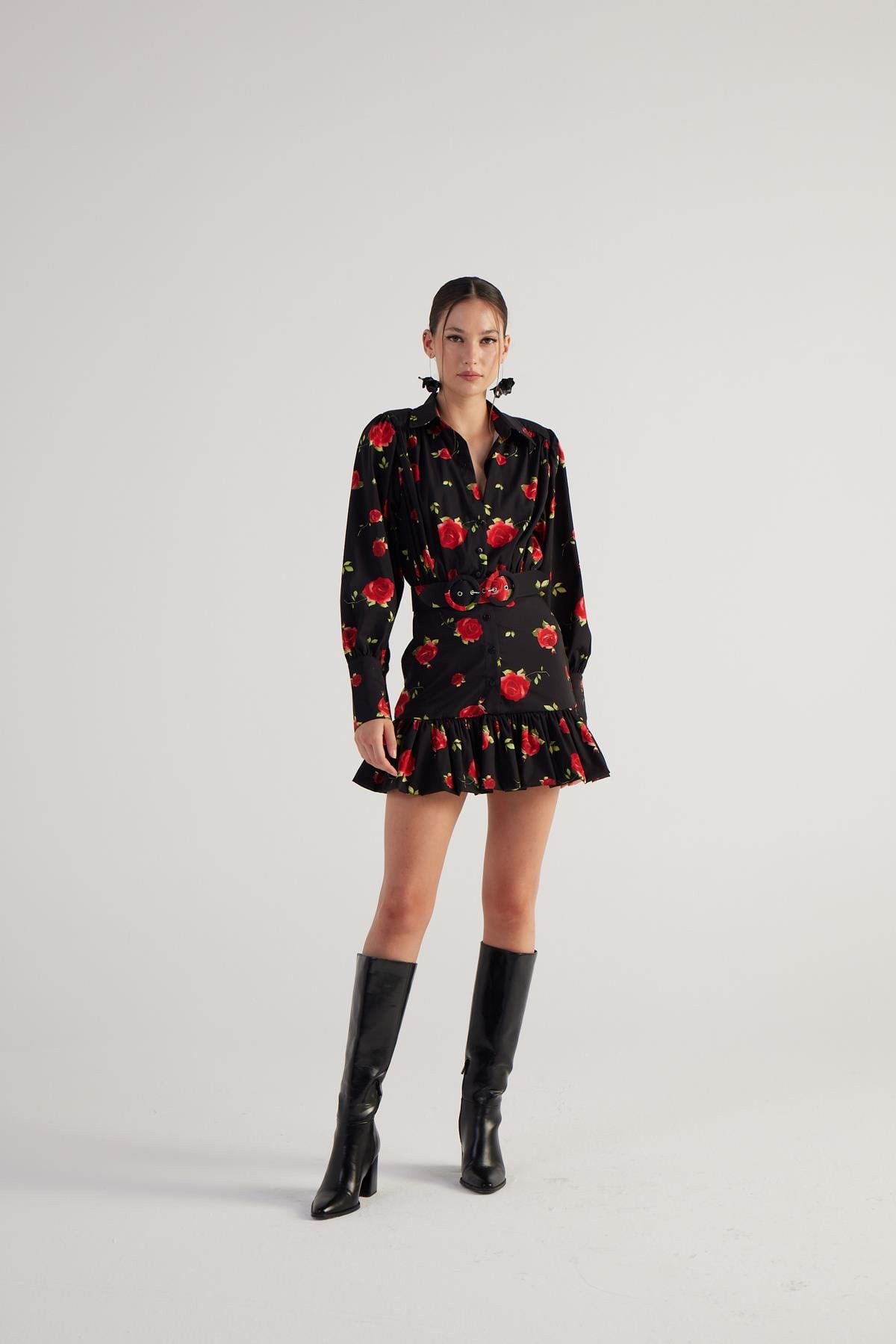 Minikleid mit Rosenmuster