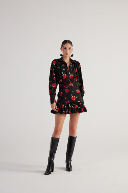 Minikleid mit Rosenmuster