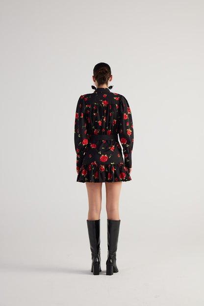 Minikleid mit Rosenmuster