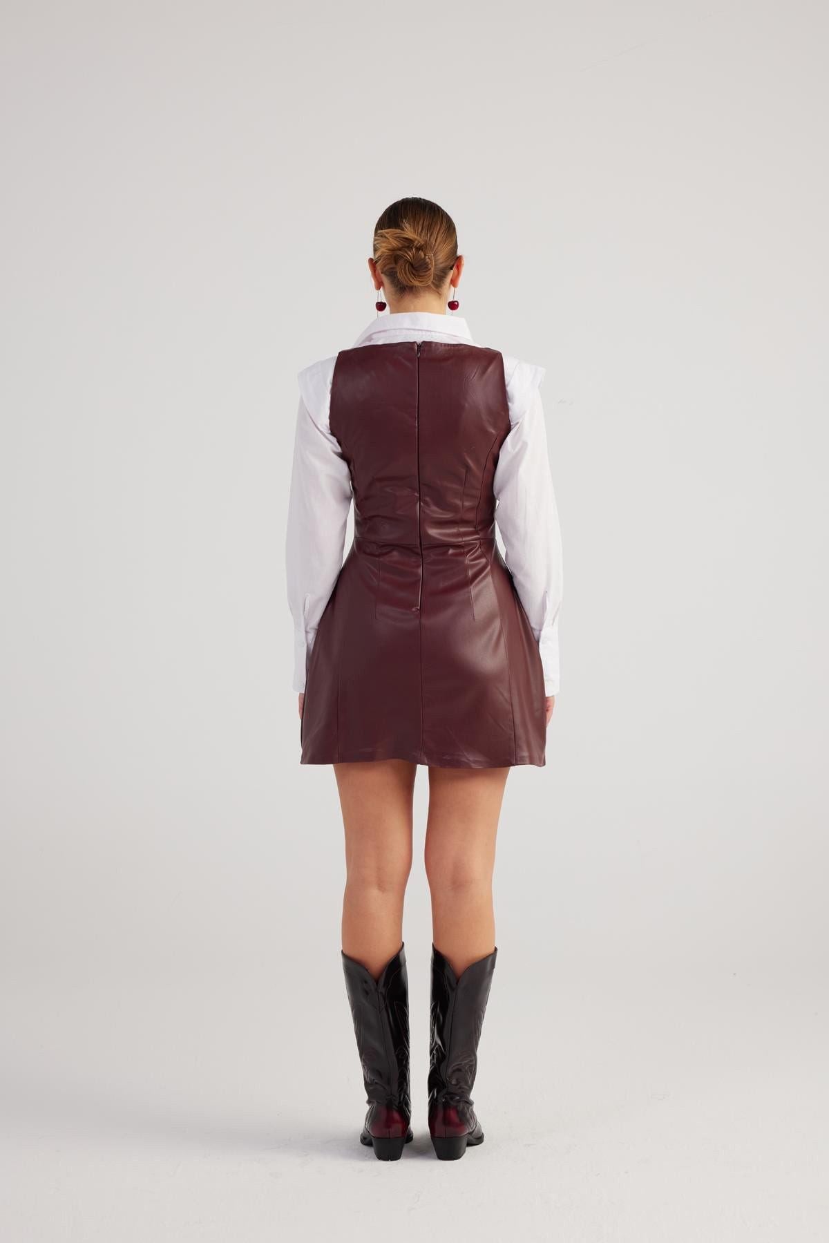 Eckiger Ausschnitt Velours Kleid Larissa