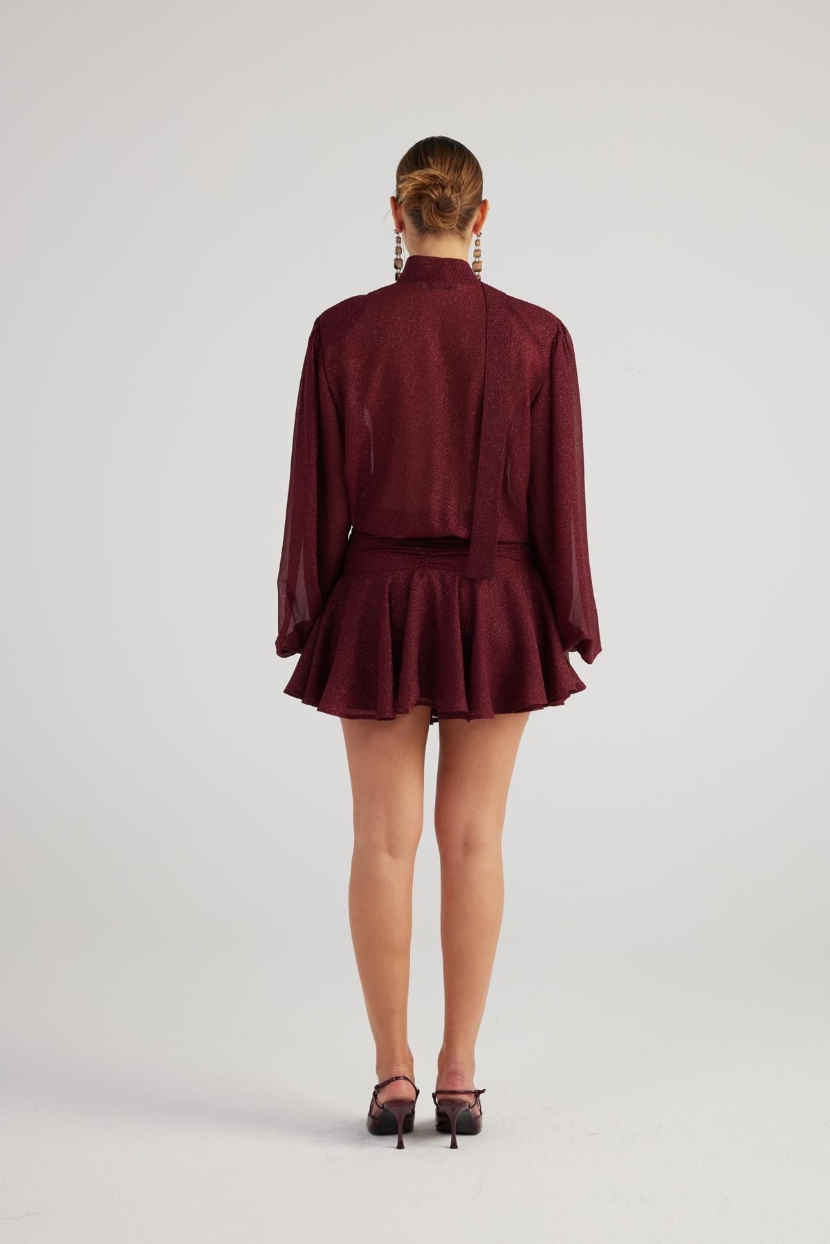 Rüschenshirt Mini-Kleid Velours