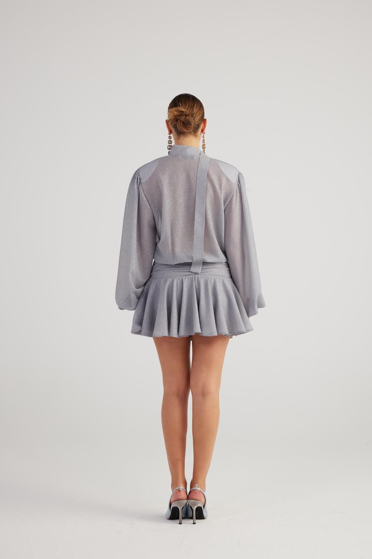 Rüschenshirt Mini-Kleid Velours