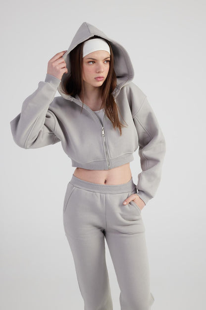 Damen Kapuzen Langarm Crop Sweat