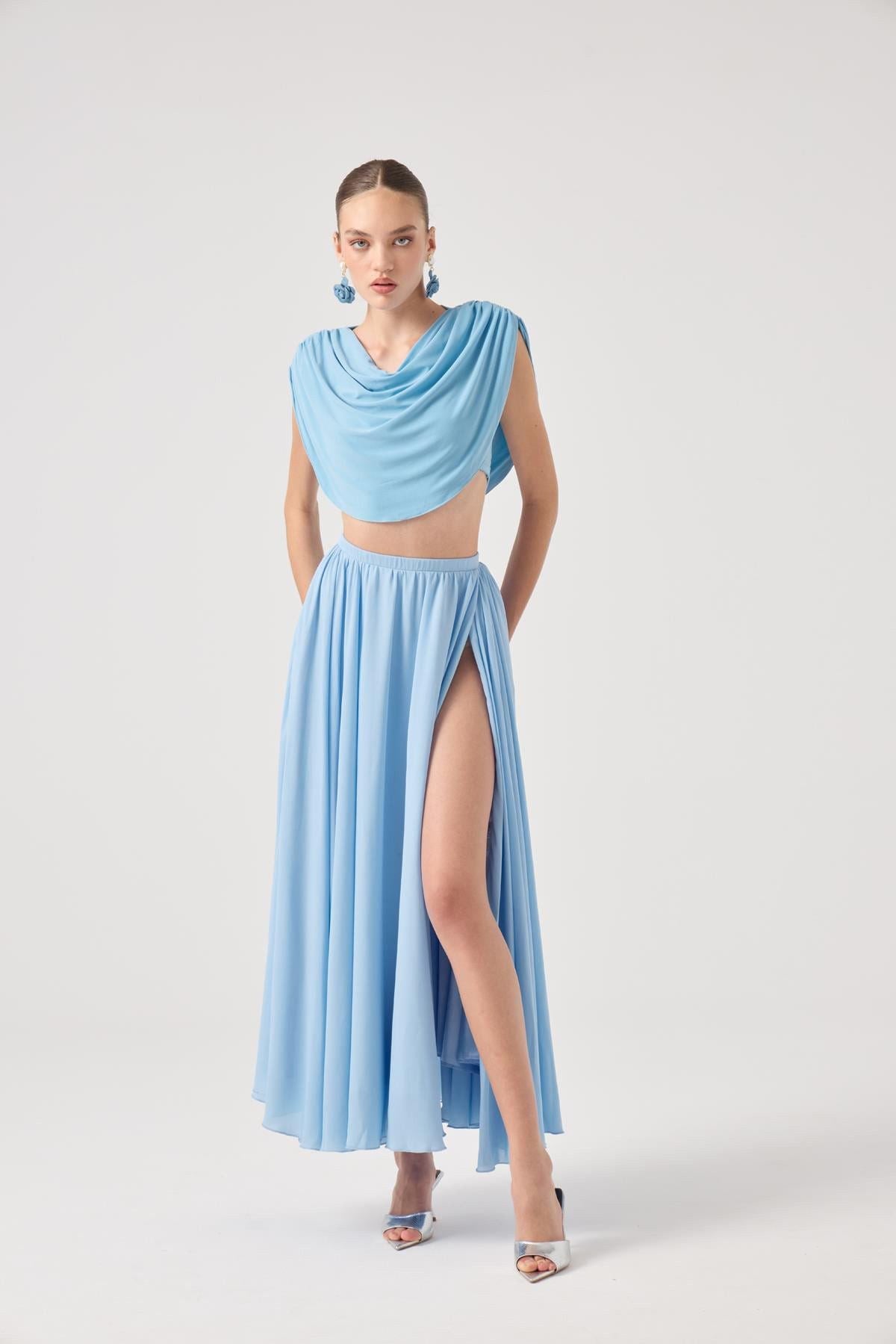 Alanna Schwarzes Chiffon Top Set