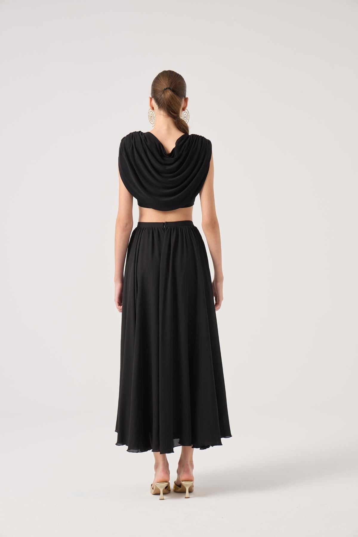 Alanna Schwarzes Chiffon Top Set