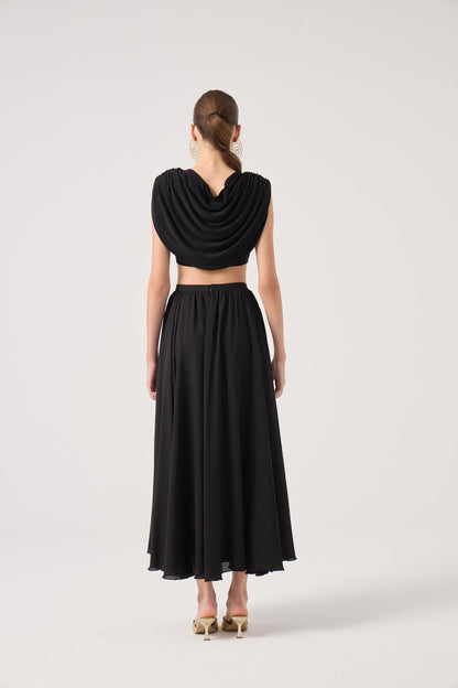Alanna Schwarzes Chiffon Top Set