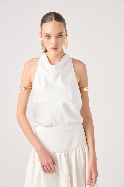 Satin Dalia Bluse mit Kragen