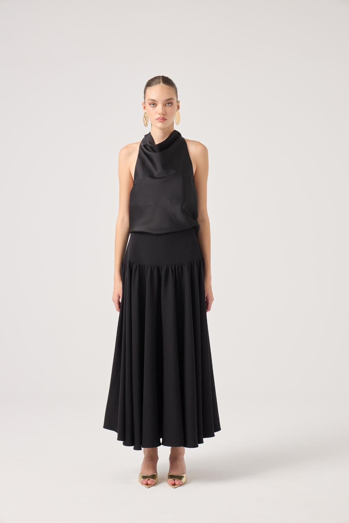 Satin Dalia Bluse mit Kragen