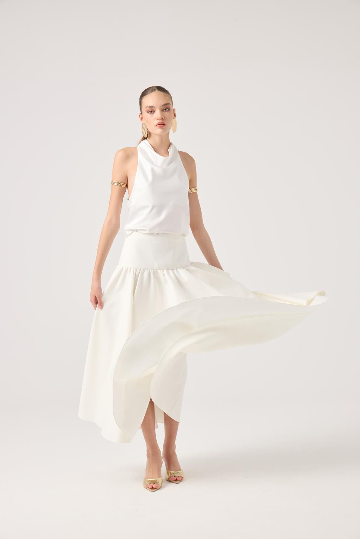 Satin Dalia Bluse mit Kragen