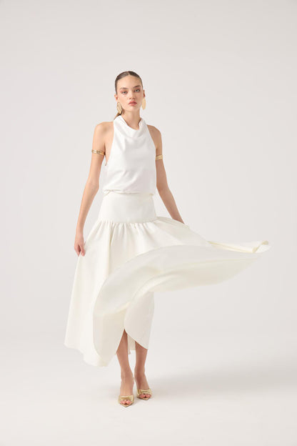 Satin Dalia Bluse mit Kragen