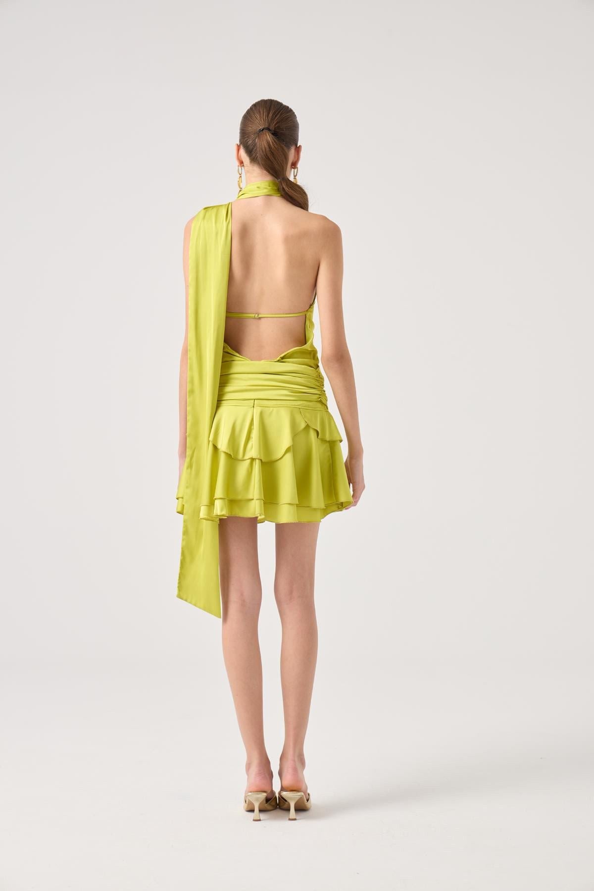 Satin Giana Kleid mit Gürtel
