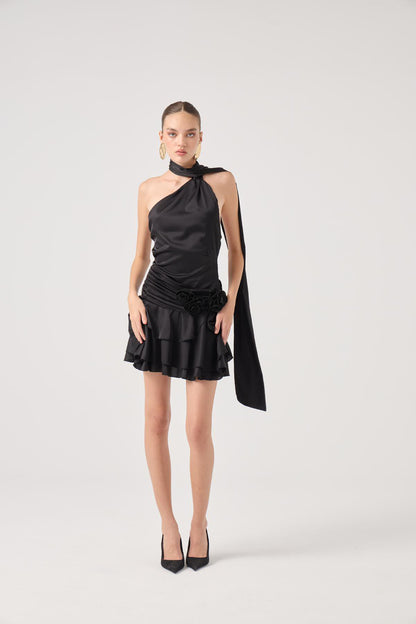 Satin Giana Kleid mit Gürtel